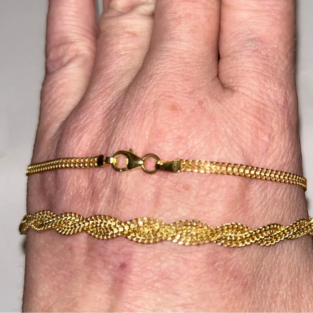NEW SOLID 10K YG Necklace Yellow Gold Double Curb Link Braided Design Chain 10k - Picture 5 of 15